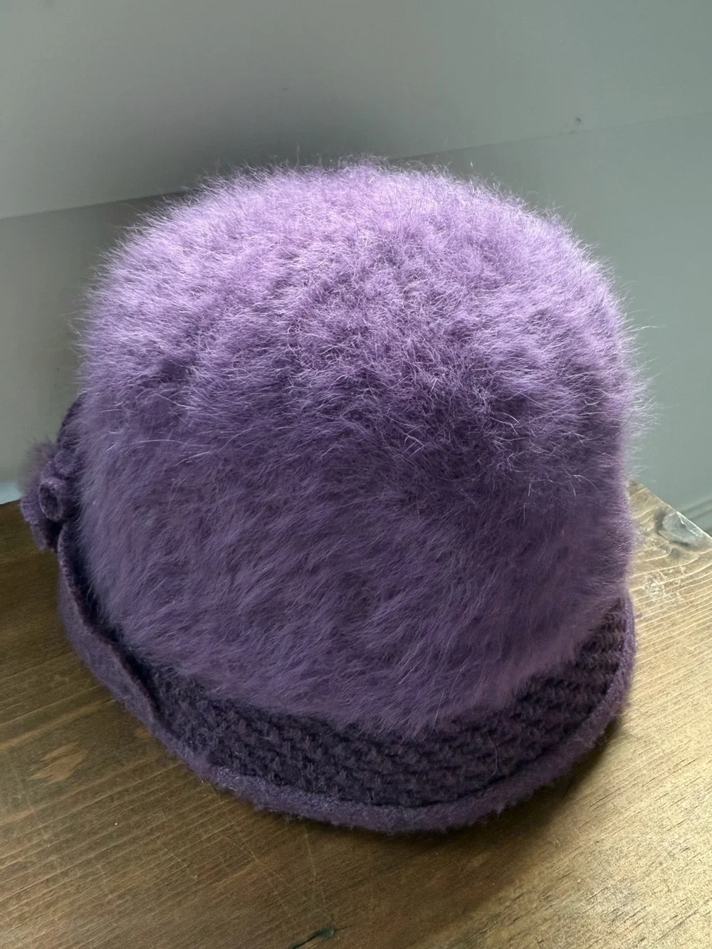 Vintage Silverstone Purple Fuzzy Flower Angora Wool Y2K Hat - Picture 2 of 3